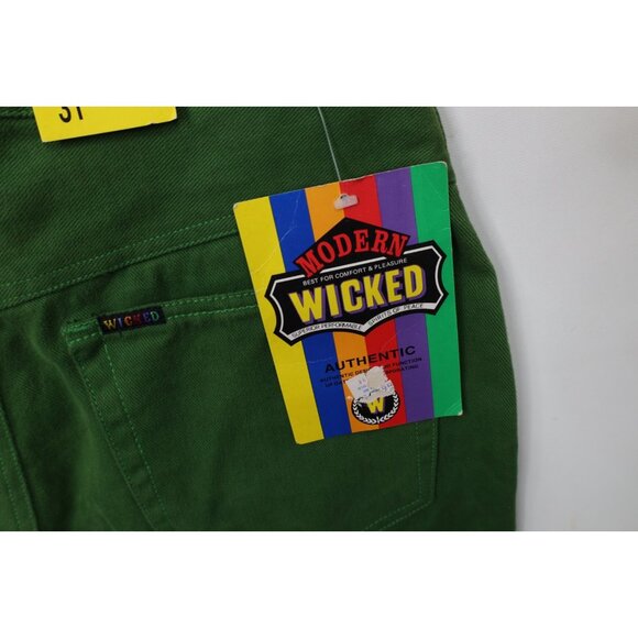 Deadstock Vtg 90s Streetwear Mens 31x34 Baggy Fit Skateboard Jeans Grass Green - Picture 12 of 14